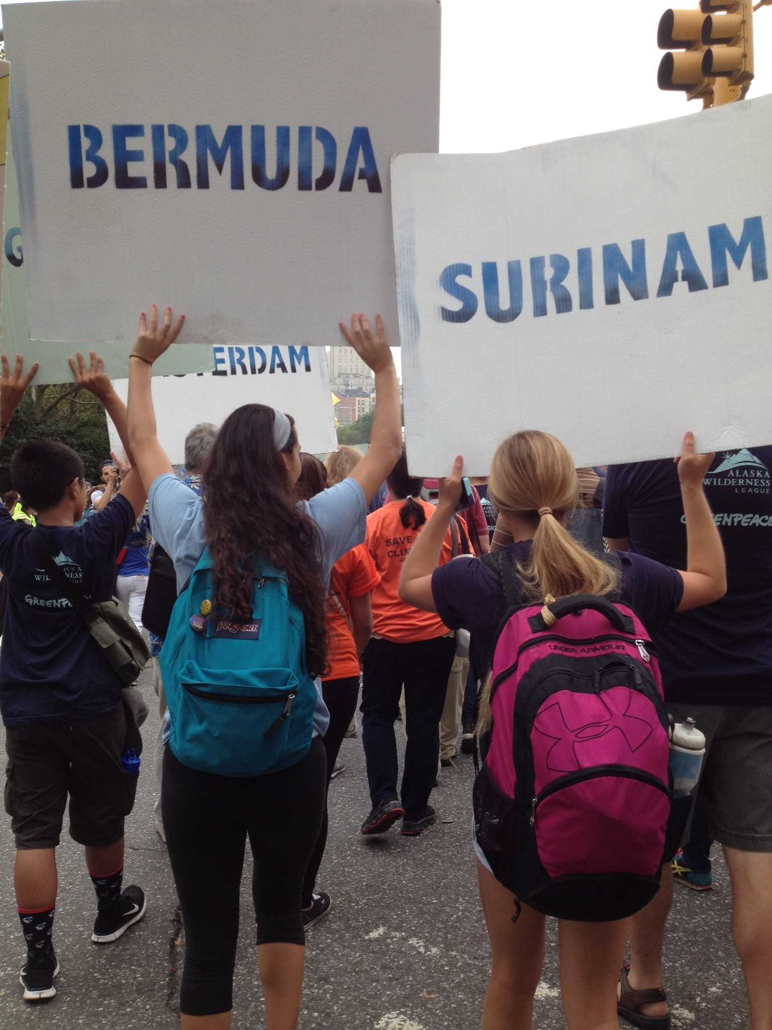 Oakton students Hannah Piester and Veronica Silva march in Manhattan among 310,000 people to advocate for climate change.
