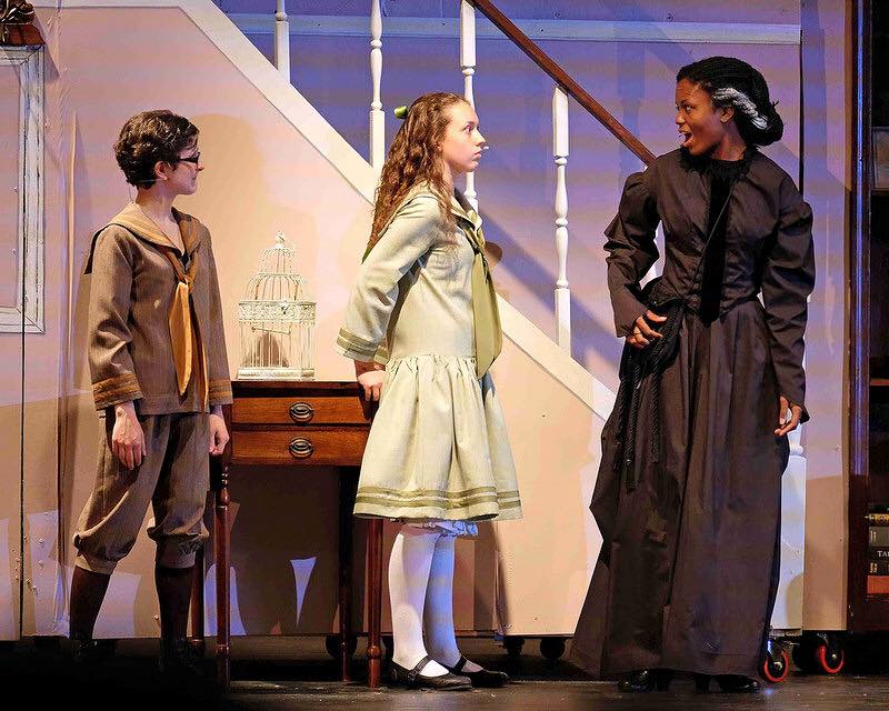 Lindsey Jacobson (middle) and Jillian Tate (right) perform in Mary Poppins